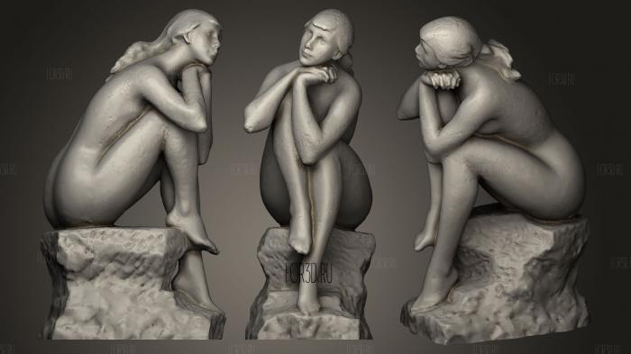 Seated girl stl model for CNC